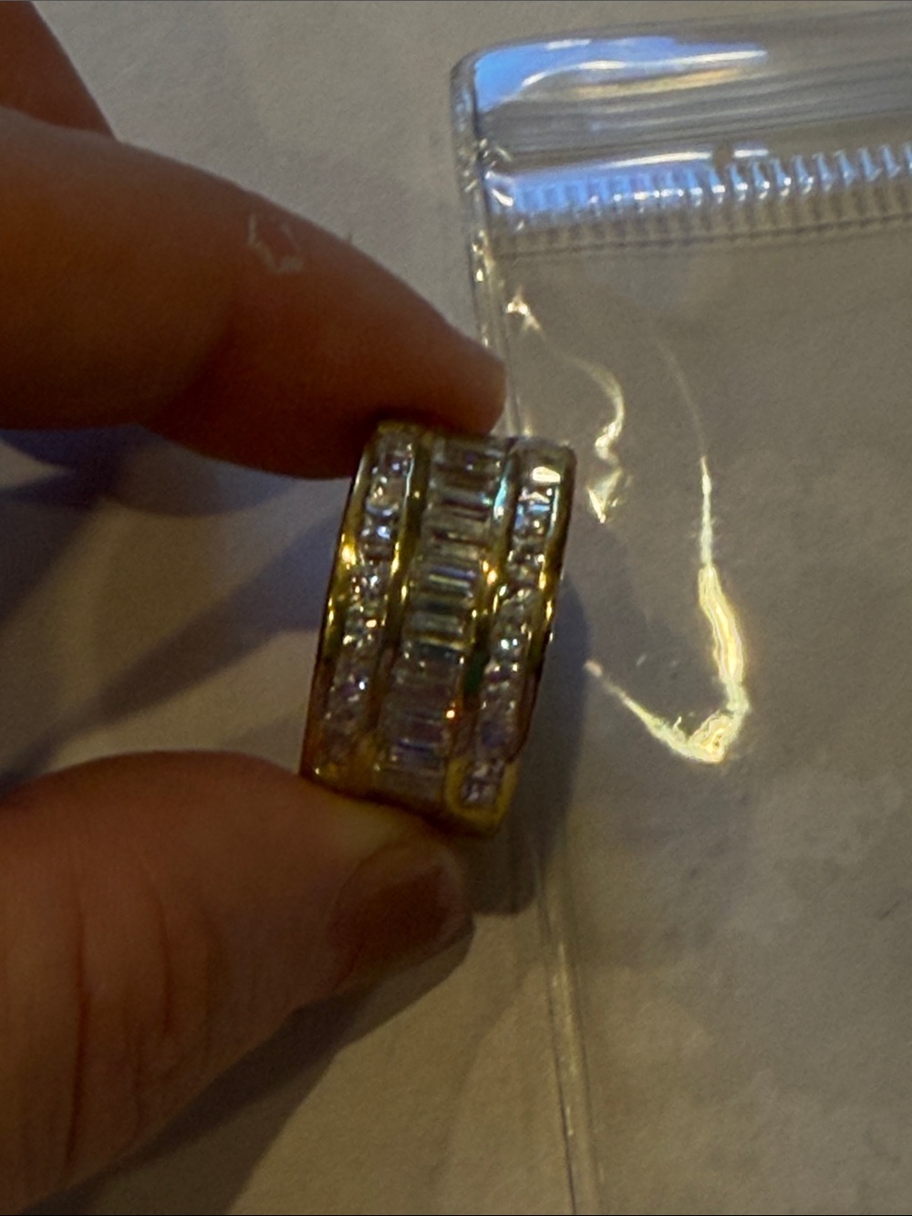 18KGE CZ Gold Crystal-Accented Wide Band Ring - Women Jewelry size 7
